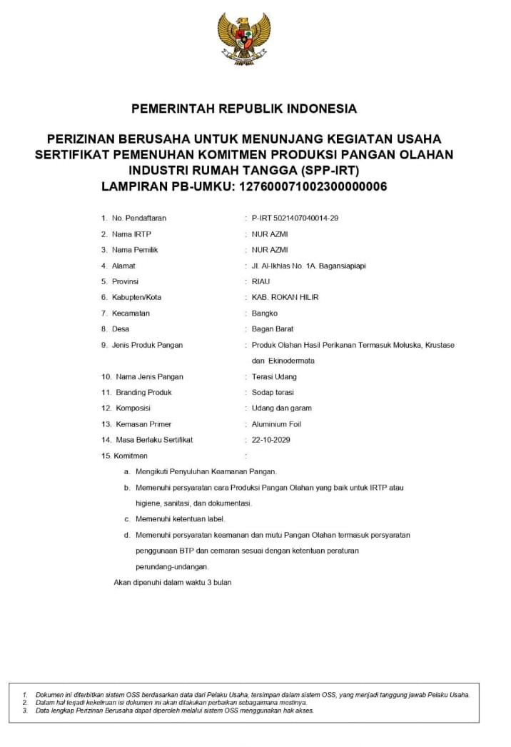 Sertifikat Nilai Gizi Produk